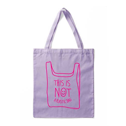 Tote bag THIS IS NOT A PLASTIC BAG lila
