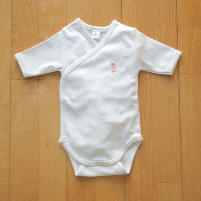 WHITE newborn bodysuit, short sleeves, 0-1 months, 100% organic cotton GOTS