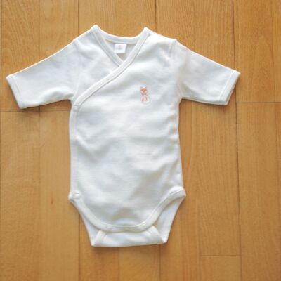 WEISS Neugeborenen-Body, kurze Ärmel, 0-1 Monate, 100% Bio-Baumwolle GOTS