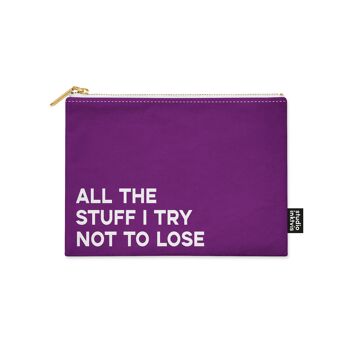 POCHETTE EN TOILE I TRY NOT TO LOSE moutarde 7