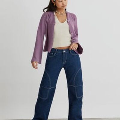 Daydreamin' 90s Cropped Knit Cardigan In Lilac