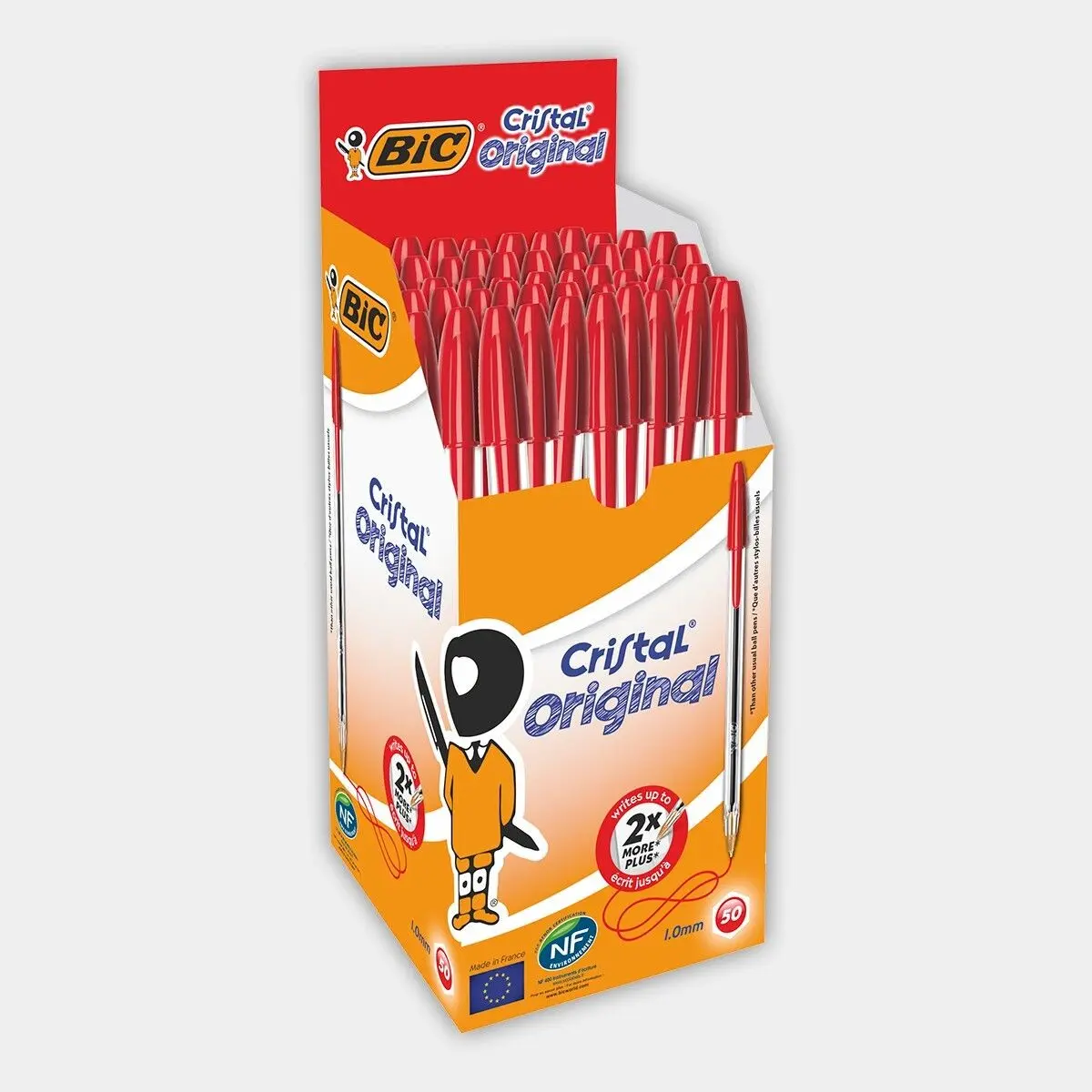 Achat Boite de 50 stylos à bille BIC Cristal Original (rouge) en gros