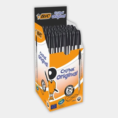 Boite de 50 stylos à bille BIC Cristal Original (noir)