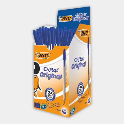 50 stylos à bille BIC Cristal Original (bleu)