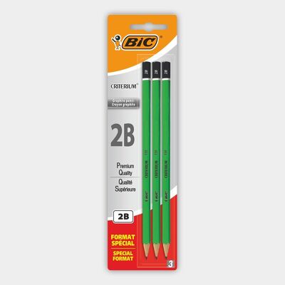 Blister de 3 crayons à papier BIC Criterium 550 2B