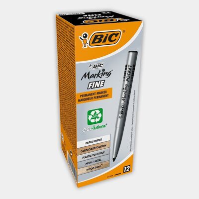 Box of 12 black permanent markers BIC Marking Fine ECOlutions