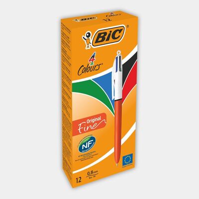 Box mit 12 BIC 4 Color Stiften (orange Farbe)