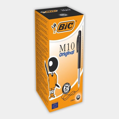 Boite de 50 stylos-bille rétractable BIC M10 Original (noir)