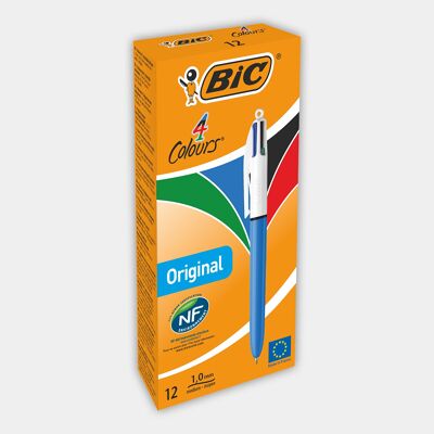 Boite de12 stylos-bille BIC 4 Couleurs Original