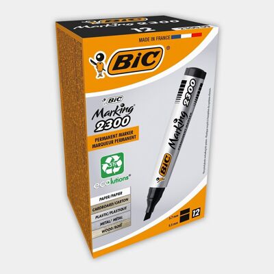 Box of 12 permanent black markers BIC Marking 2300 ECOlutions