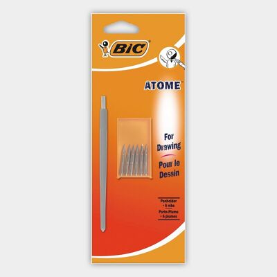 Confezione blister da 1 portapennino BIC Atome + 6 pennini