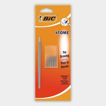 Blister de 1 porte-plume BIC Atome + 6 plumes