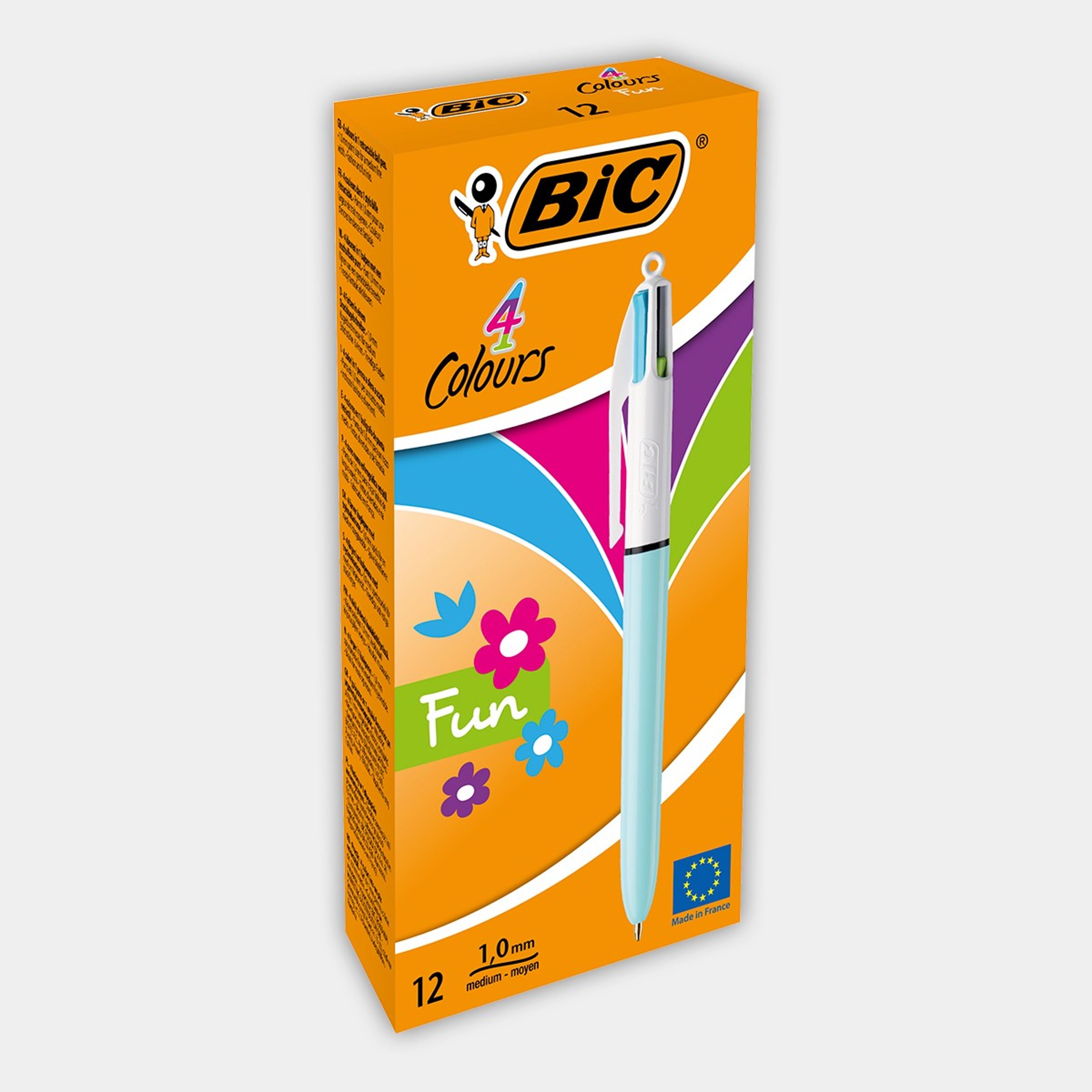 BIC 4 Colours Ballpoint Pens - Original Fluo Grip Pro Shine Fine