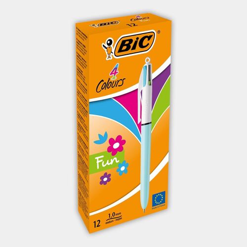 Boite de 12 stylos-bille BIC 4 Couleurs (bleu ciel)