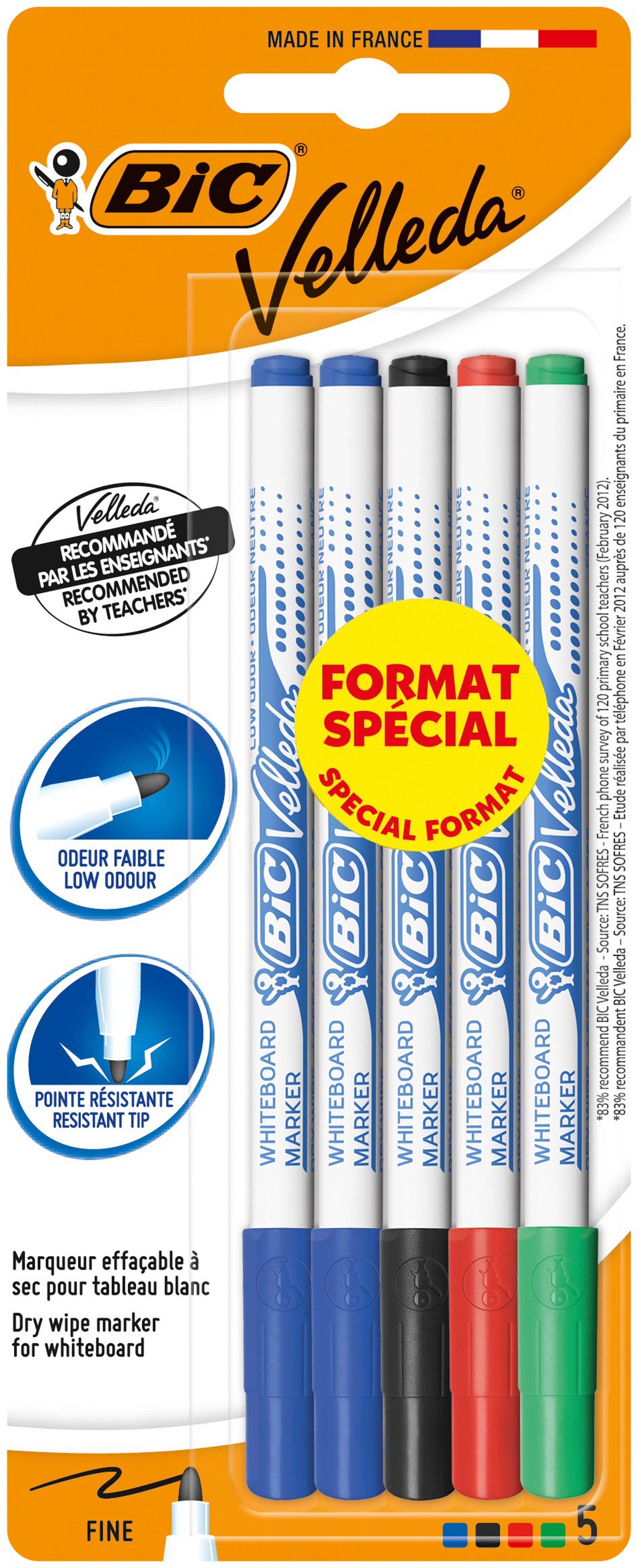 Buy wholesale 5 BIC Velleda 1721 fine erasable markers (blue)