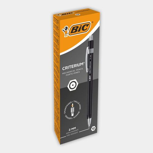 Boite de 12 portes-mine BIC Criterium 2 mm (noir)