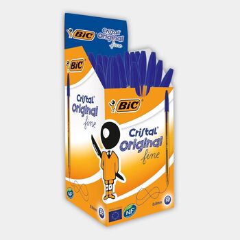 Boite de 50 stylos-bille BIC Cristal Original Fine (bleu)