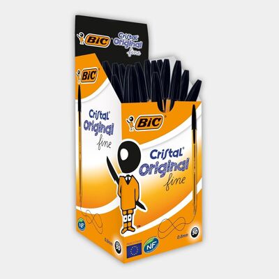 Scatola da 50 penne a sfera BIC Cristal Original Fine (nere)