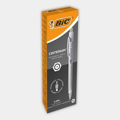 Boite de 12 portes-mine BIC Criterium 2 mm (argent)