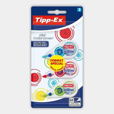 Blister pack of 3 Tipp-Ex Mini Pocket Mouse correction tapes