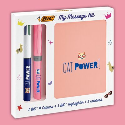 Blassrosa Katzen-Power-Briefpapier-Set