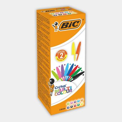 Schachtel mit 20 verschiedenen BIC Cristal Multicolor-Kugelschreibern