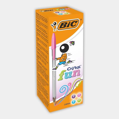 Boite de 20 stylos-bille BIC Cristal Fun assortis