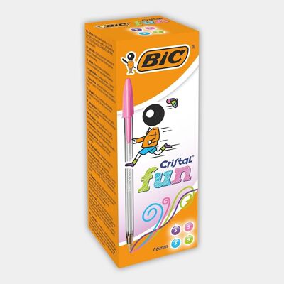 Box of 20 assorted BIC Cristal Fun ballpoint pens