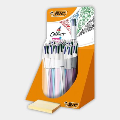 Display mit 20 verschiedenen BIC 4 Color Shine Kugelschreibern