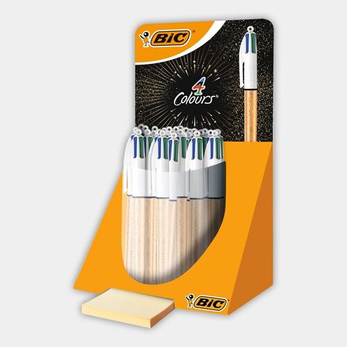 Presentoir de 30 stylos-bille BIC 4 Couleurs givrés or