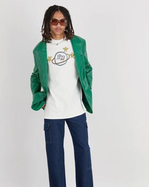 Green Bean Relaxed Fit Faux Leather Blazer In Green