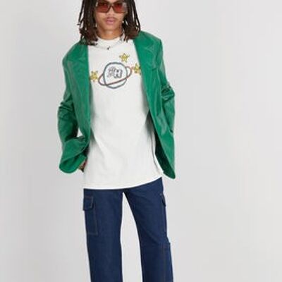 Green Bean Relaxed Fit Faux Leather Blazer In Green