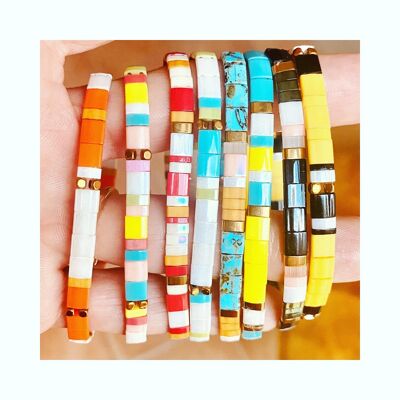 Yüna Pulsera Cuadrada Perlas Japonesas Vidrio colores de verano