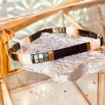 Bracelet Yüna Perles Japonaises verre et hématite Collection Hiver ou été, bijou de plage 3