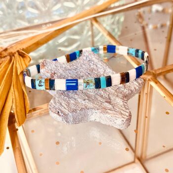 Bracelet Yüna Perles Japonaises verre et hématite Collection Hiver ou été, bijou de plage 4