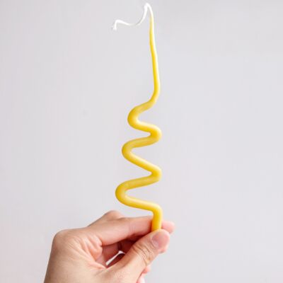Curly 'wiggle' beeswax candle set of ten