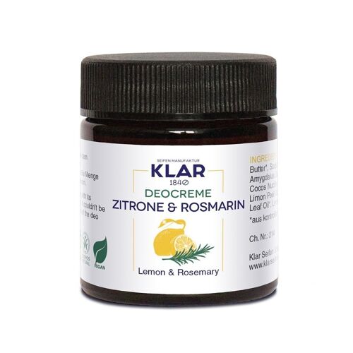 Deocreme Zitrone & Rosmarin 30ml, Verkaufseinheit 12 Stück