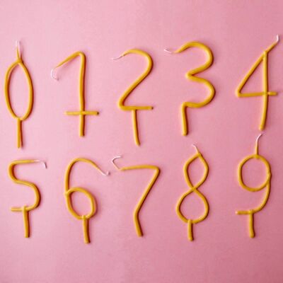 Numbered beeswax candles