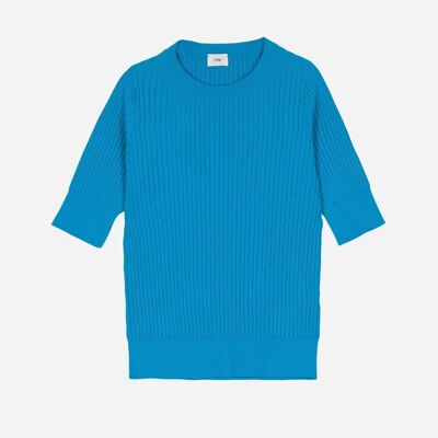 Pull manches courtes LESPICY turquoise