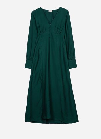 Robe unie, midi et évasée MIROKY vert 2