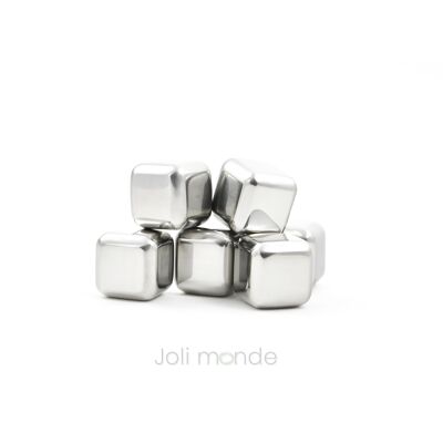 Set of 6 stainless steel ice cubes