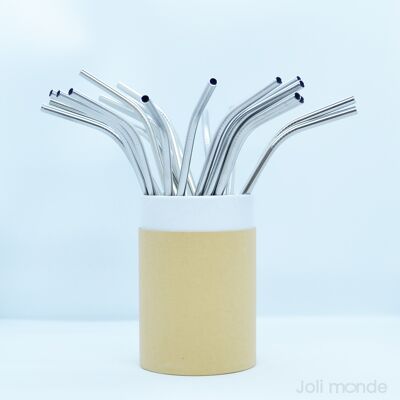 Stainless steel straws sold in bulk - Long & curved model