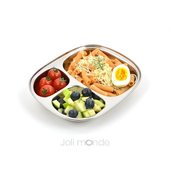 Piatto vassoio in acciaio inox 3 parti - Kids