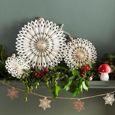 White Paper Fan Decorations - 3 Pack