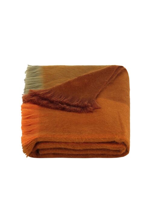 Scarf/Shawl Striped Cinnamon, Terracotta, Brown - Alpaca Wool