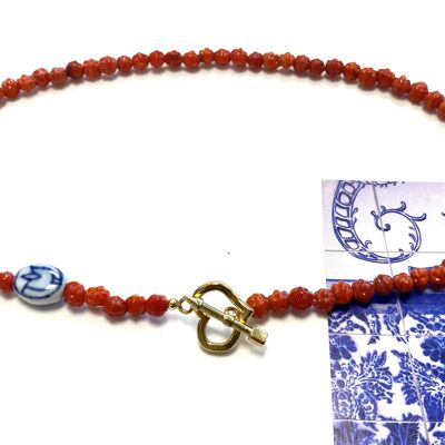 Collar coral y azul de Delft / colección Holland