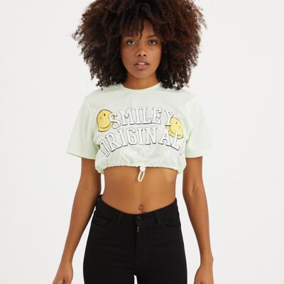 OnePointFive °C Smiley Original Womens Cropped T-Shirt