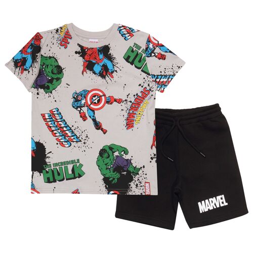 Marvel Comics Paint Splattered Superheroes Kids Shorts and T-Shirt Set