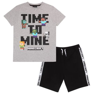 Minecraft Time to Mine Set Set di pantaloncini e t-shirt per bambini