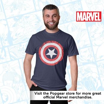 Marvel Avengers Assemble Captain America Distressed Shield T-shirt pour adultes 5